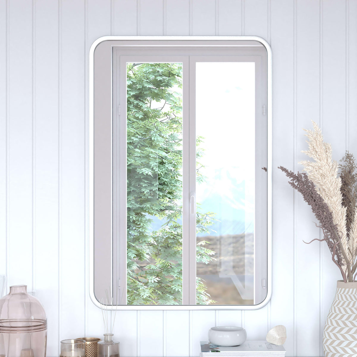 Matte Silver,24"W x 36"L |#| Wall Mount 24x36 Accent Mirror with Matte Silver Metal Frame/Silver Backed Glass