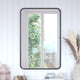 Matte Black,24"W x 36"L |#| Wall Mount 24x36 Accent Mirror with Matte Black Metal Frame/Silver Backed Glass