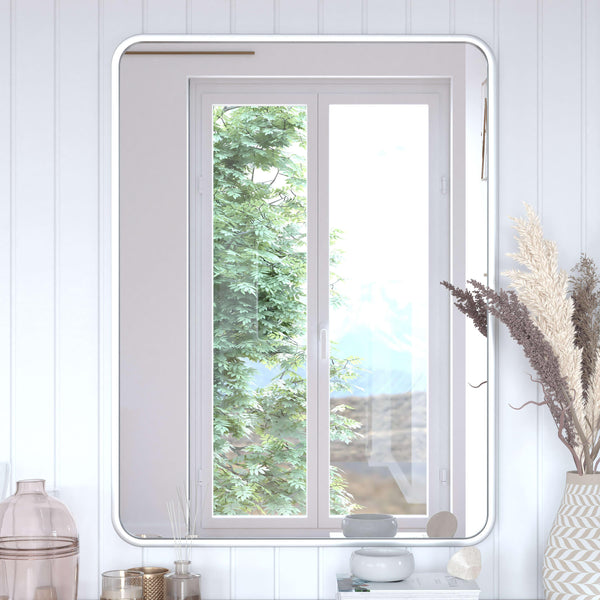 Matte Silver,30"W x 40"L |#| Wall Mount 40x30 Accent Mirror with Matte Silver Metal Frame/Silver Backed Glass
