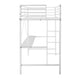 White |#| Sturdy Metal Loft Bed Frame in White with Desk and Safety Rails - Twin