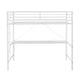 White |#| Sturdy Metal Loft Bed Frame in White with Desk and Safety Rails - Twin