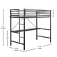 Black |#| Sturdy Metal Loft Bed Frame in Black with Desk and Safety Rails - Twin