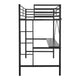 Black |#| Sturdy Metal Loft Bed Frame in Black with Desk and Safety Rails - Twin