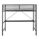 Black |#| Sturdy Metal Loft Bed Frame in Black with Desk and Safety Rails - Twin