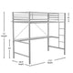 Gray |#| Sturdy Metal Loft Bed Frame in Gray with Desk and Safety Rails - Twin