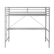 Gray |#| Sturdy Metal Loft Bed Frame in Gray with Desk and Safety Rails - Twin