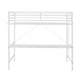 White |#| Sturdy Metal Loft Bed Frame in White with Desk and Safety Rails - Twin