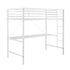 Jake Metal Loft Bed Frame with Desk, Protective Guard Rails and Ladder for Kids, Teens and Adults