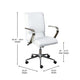 White LeatherSoft/Chrome Frame |#| Designer Executive Swivel Office Chair with Brushed Chrome Arms and Base, White