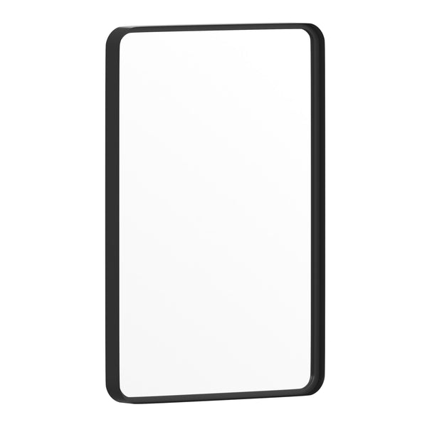 Black |#| Wall Mount 20inch x 30inch Shatterproof Wall Mirror with Matte Black Metal Frame