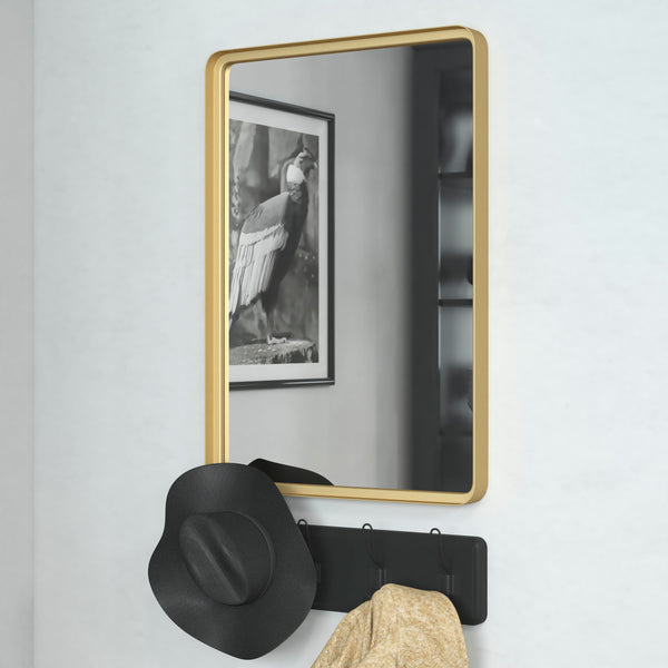 Matte Gold |#| Wall Mount 20inch x 30inch Mirror with Matte Gold Metal Frame/Silver Backed Glass