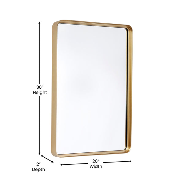 Matte Gold |#| Wall Mount 20inch x 30inch Mirror with Matte Gold Metal Frame/Silver Backed Glass