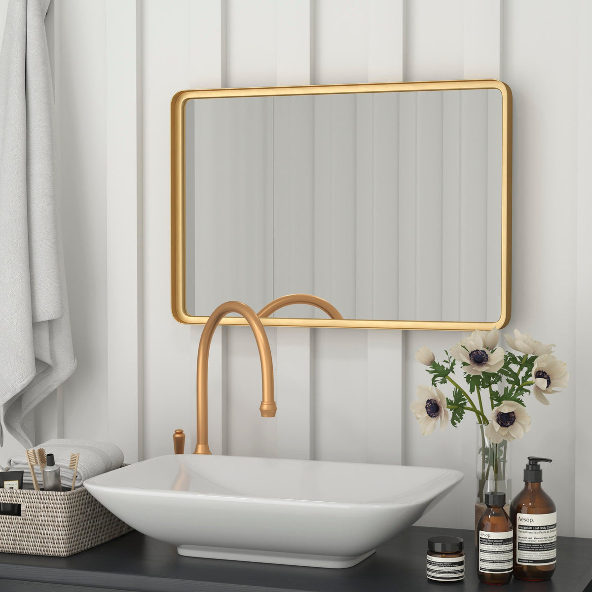 Matte Gold |#| Wall Mount 20inch x 30inch Mirror with Matte Gold Metal Frame/Silver Backed Glass