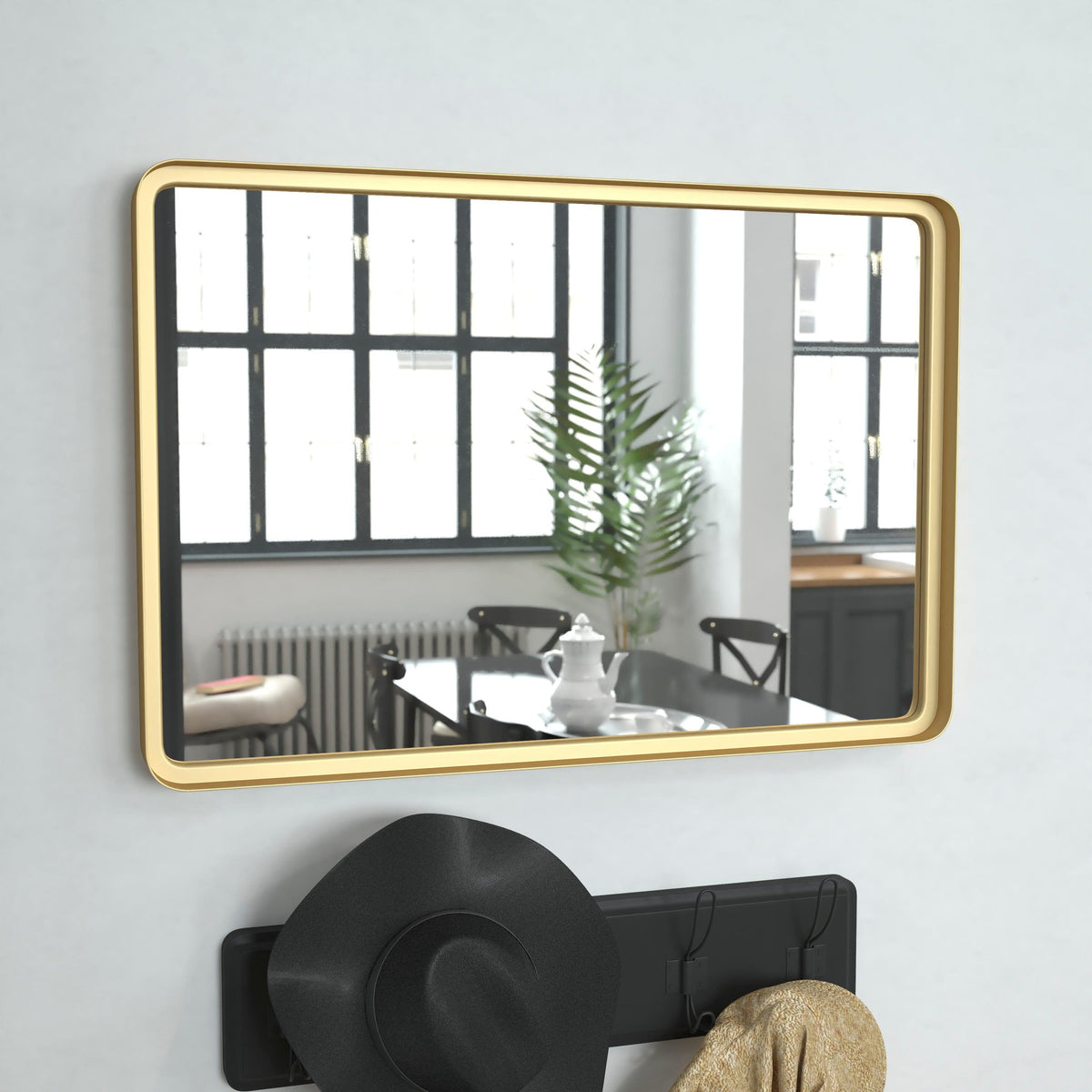 Matte Gold |#| Wall Mount 20inch x 30inch Mirror with Matte Gold Metal Frame/Silver Backed Glass