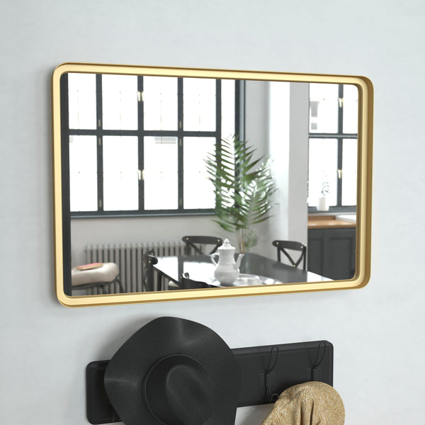 Matte Gold |#| Wall Mount 20inch x 30inch Mirror with Matte Gold Metal Frame/Silver Backed Glass