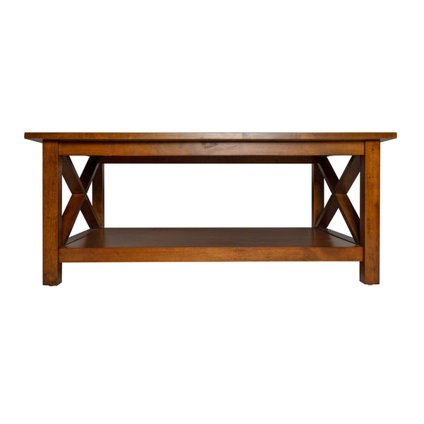 Walnut |#| Solid Wood Traditional Farmhouse Coffee Table in Walnut