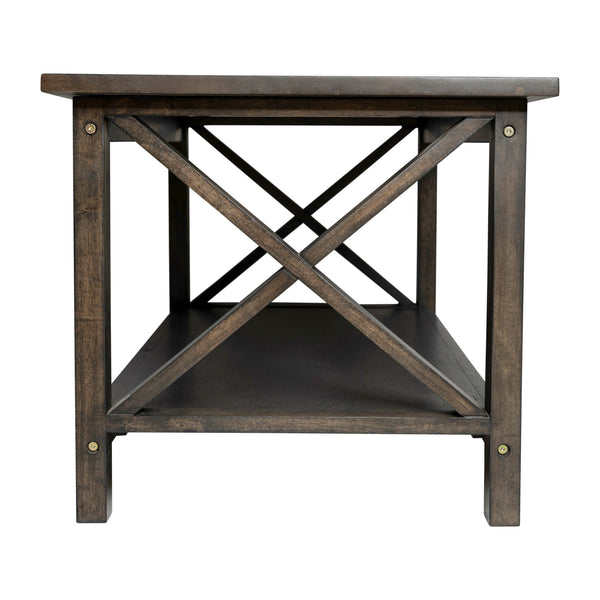 Dark Gray |#| Solid Wood Traditional Farmhouse Coffee Table in Dark Gray