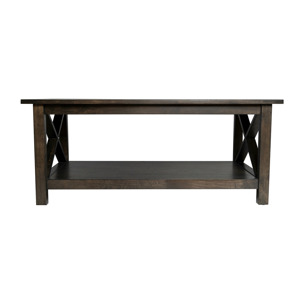 Dark Gray |#| Solid Wood Traditional Farmhouse Coffee Table in Dark Gray