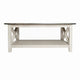 Acacia Gray Top/Rustic White Frame |#| Solid Wood Traditional Farmhouse Coffee Table in Acacia Gray and Rustic White