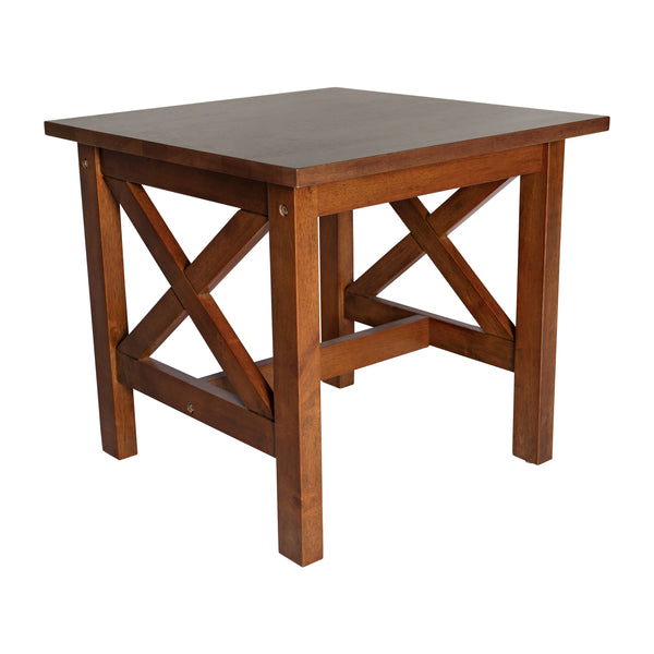 Walnut |#| Solid Wood Traditional Farmhouse End Table in Walnut