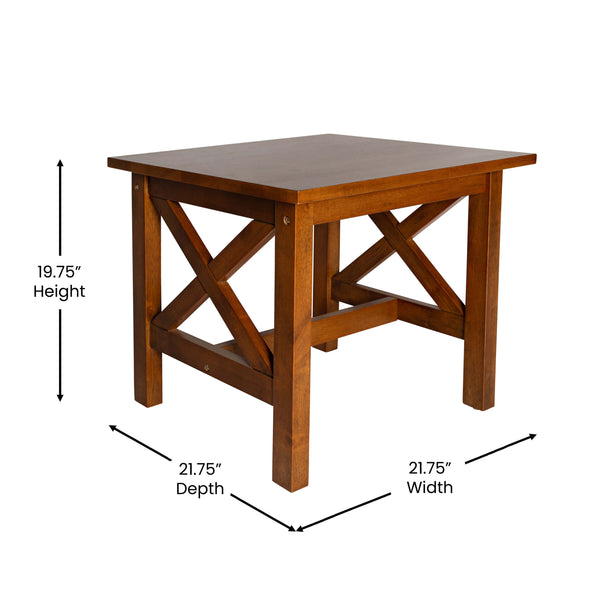 Walnut |#| Solid Wood Traditional Farmhouse End Table in Walnut