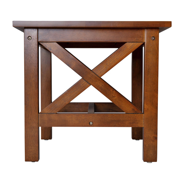 Walnut |#| Solid Wood Traditional Farmhouse End Table in Walnut