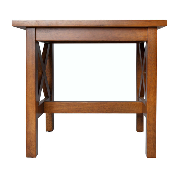 Walnut |#| Solid Wood Traditional Farmhouse End Table in Walnut