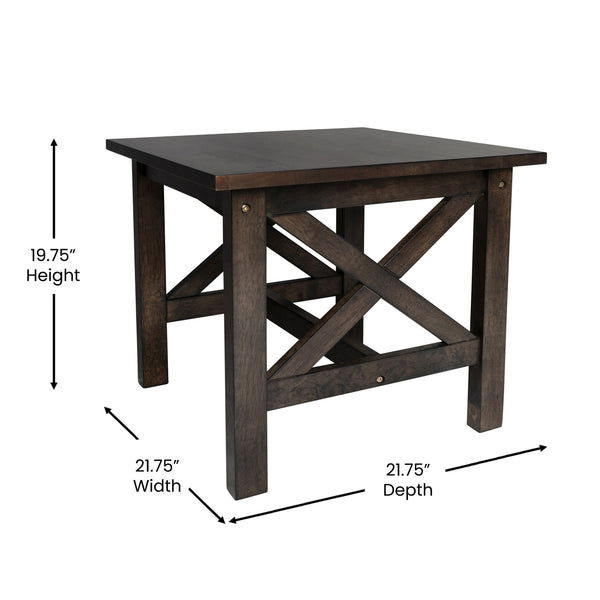 Dark Gray |#| Solid Wood Traditional Farmhouse End Table in Dark Gray