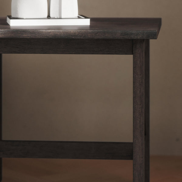 Dark Gray |#| Solid Wood Traditional Farmhouse End Table in Dark Gray