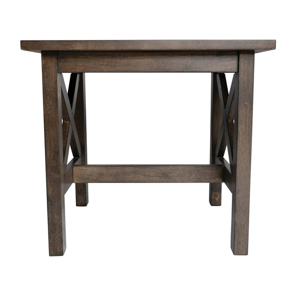 Dark Gray |#| Solid Wood Traditional Farmhouse End Table in Dark Gray