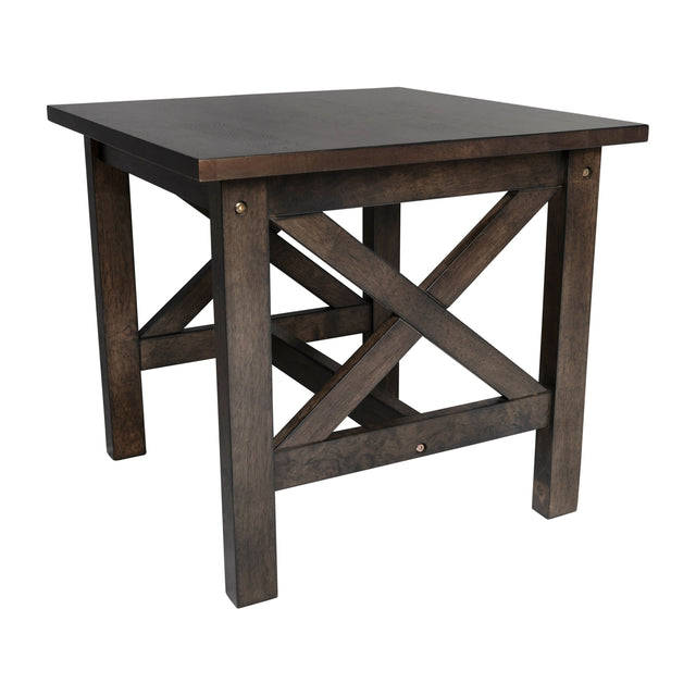 Jasper Farmhouse Style Solid Wood End Table with Traditional Crisscross Accents - View 1