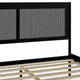 Black,Queen |#| Wooden Queen Platform Bed with Rattan Inset Headboard and Footboard-Black