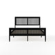 Black,Queen |#| Wooden Queen Platform Bed with Rattan Inset Headboard and Footboard-Black