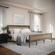 Brown Gray,King |#| Wooden King Platform Bed with Rattan Inset Headboard and Footboard-Brown Gray