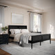 Black,Queen |#| Wooden Queen Platform Bed with Rattan Inset Headboard and Footboard-Black
