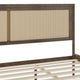 Brown Gray,King |#| Wooden King Platform Bed with Rattan Inset Headboard and Footboard-Brown Gray