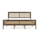Brown Gray,King |#| Wooden King Platform Bed with Rattan Inset Headboard and Footboard-Brown Gray