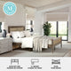 Brown Gray,Queen |#| Wooden Queen Platform Bed with Rattan Inset Headboard and Footboard-Brown Gray