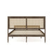 Brown Gray,Queen |#| Wooden Queen Platform Bed with Rattan Inset Headboard and Footboard-Brown Gray
