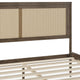 Brown Gray,Queen |#| Wooden Queen Platform Bed with Rattan Inset Headboard and Footboard-Brown Gray