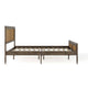 Brown Gray,Queen |#| Wooden Queen Platform Bed with Rattan Inset Headboard and Footboard-Brown Gray