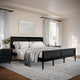 Black,King |#| Wooden King Platform Bed with Rattan Inset Headboard and Footboard-Black