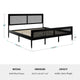 Black,King |#| Wooden King Platform Bed with Rattan Inset Headboard and Footboard-Black