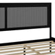 Black,King |#| Wooden King Platform Bed with Rattan Inset Headboard and Footboard-Black