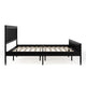 Black,King |#| Wooden King Platform Bed with Rattan Inset Headboard and Footboard-Black