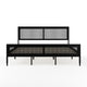 Black,King |#| Wooden King Platform Bed with Rattan Inset Headboard and Footboard-Black