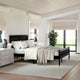 Black,Queen |#| Wooden Queen Platform Bed with Rattan Inset Headboard and Footboard-Black