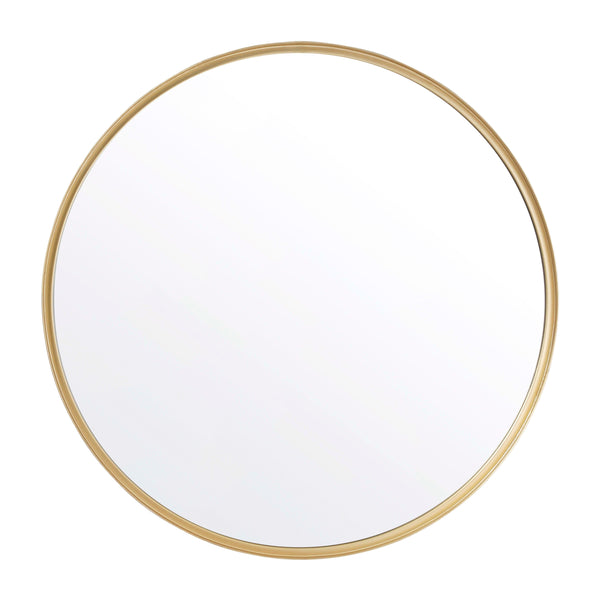 Gold,30" Round |#| 30" Round Accent Wall Mirror with Silver Backed Glass and Gold Metal Frame