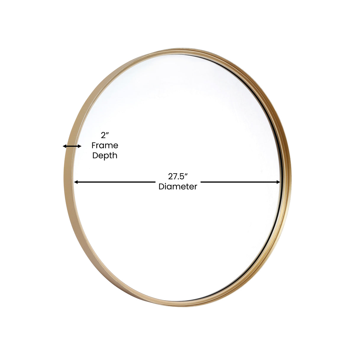 Gold,27.5" Round |#| 27.5" Round Accent Wall Mirror with Silver Backed Glass and Gold Metal Frame