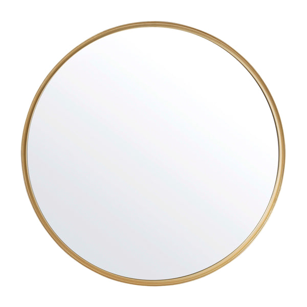 Gold,27.5" Round |#| 27.5" Round Accent Wall Mirror with Silver Backed Glass and Gold Metal Frame